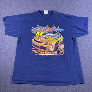 Vintage Chase Authentics Mens Blue Jeff‎ Gordon #24 Winston NASCAR Tee Size 2X